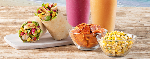 Citrus Hawaiian Wrap, Jalapeño Corn and Maple-Kissed Sweet Potatoes