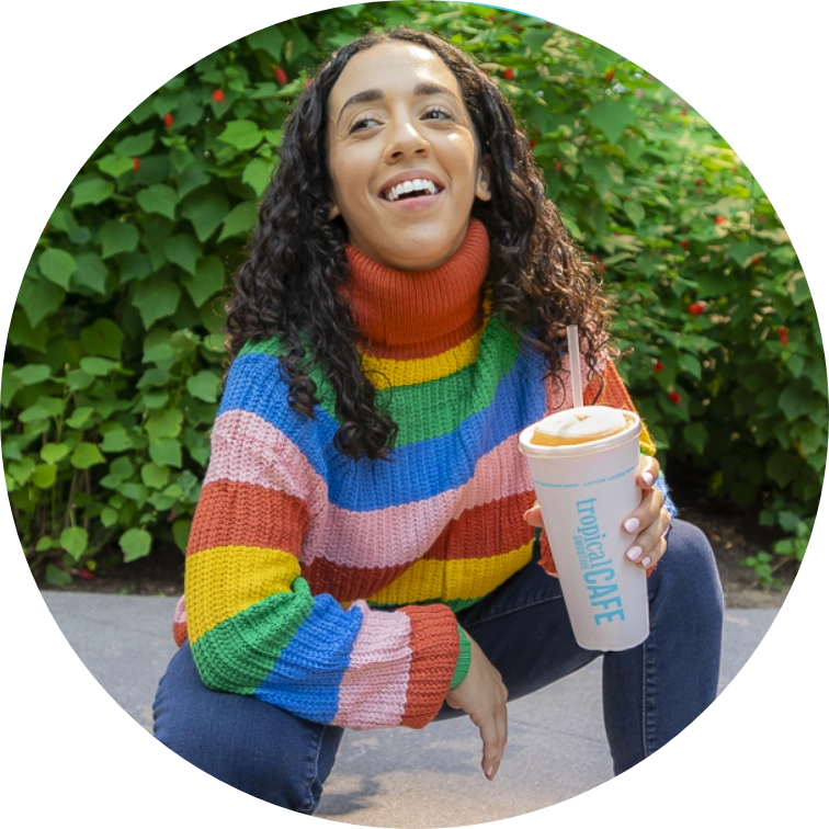 Girl with a Tropical smoothie