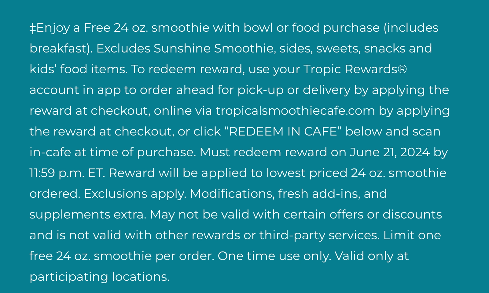 Legal text for National Smoothie Day