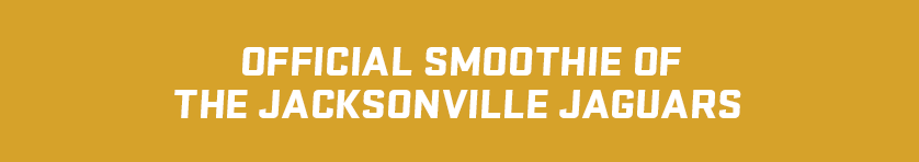Text on a gold background that reads: Official Smoothie of the Jacksonville Jaguars.