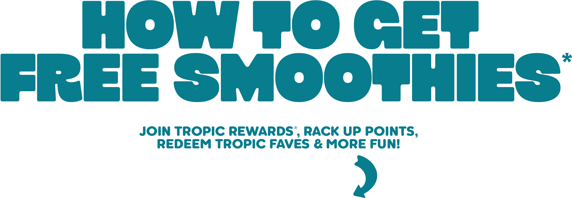 Graphic header displaying “How to Get Free Smoothies” explaining ways to earn a free smoothie via the Tropic Rewards loyalty program