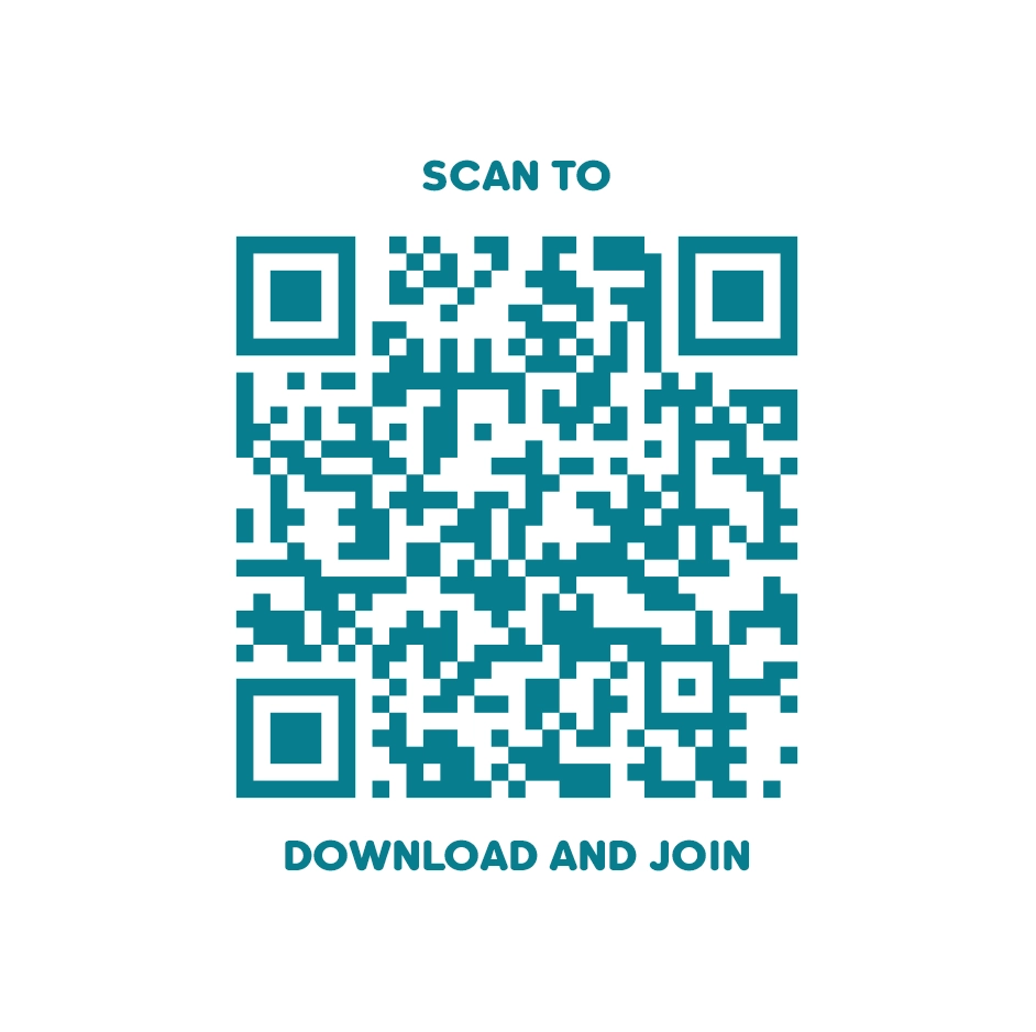 Teal QR code prompting customers to scan and download the Tropical Smoothie Cafe app to join Tropic Rewards and unlock offers