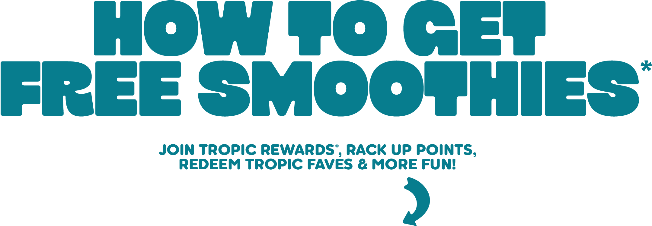 Graphic header displaying “How to Get Free Smoothies” explaining ways to earn a free smoothie via the Tropic Rewards loyalty program